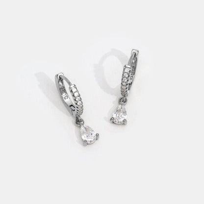 White Crystal Silver Hoop Earrings - My StoreEarrings