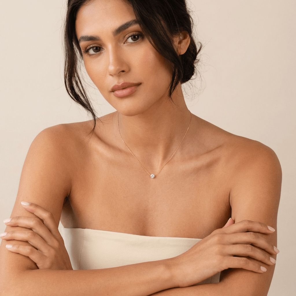 Yara Circle Crystal Necklace - Necklace - Gold - 2