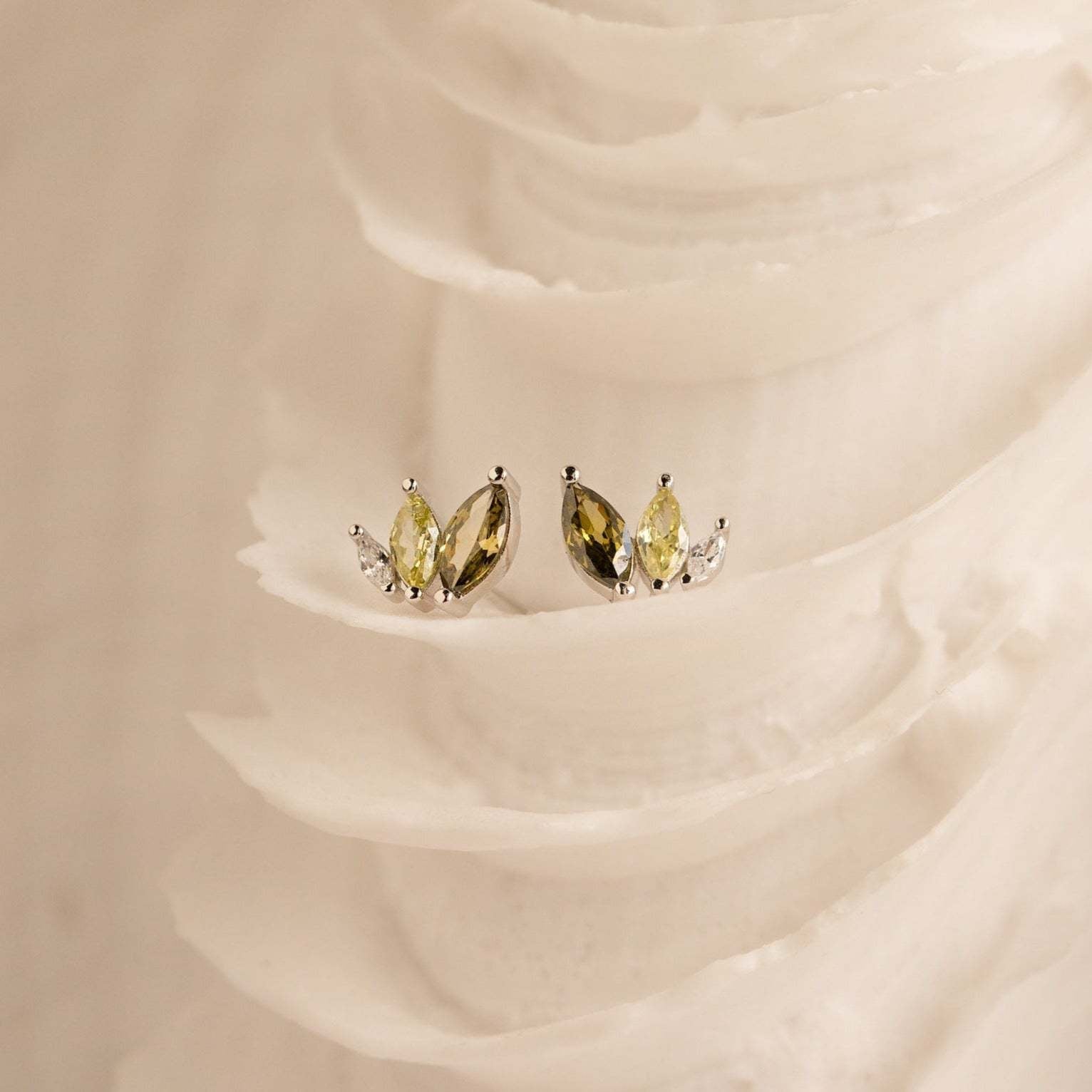 Yara Crystal Leaf Earrings - Platinum - 3