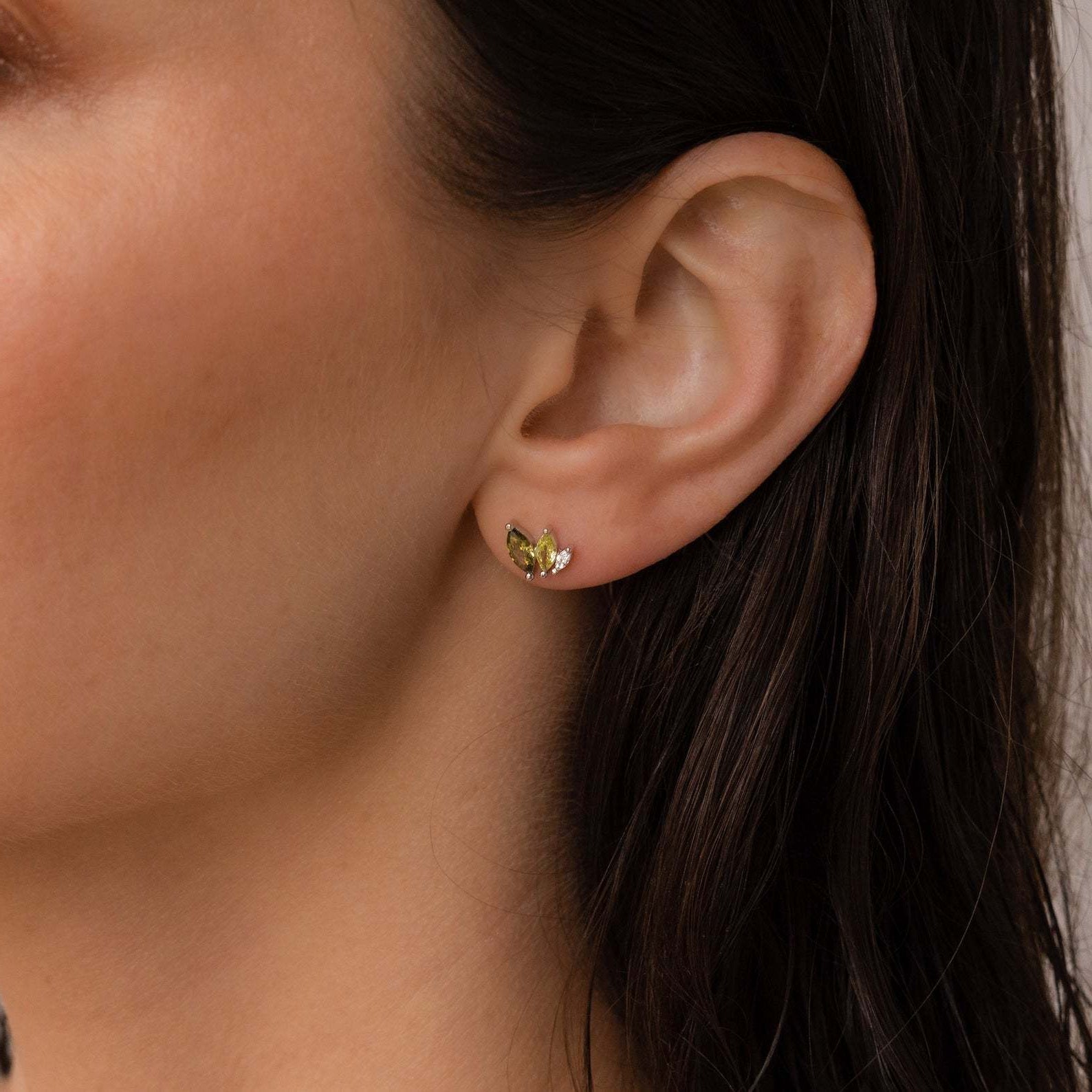 Yara Crystal Leaf Earrings - Gold - 1