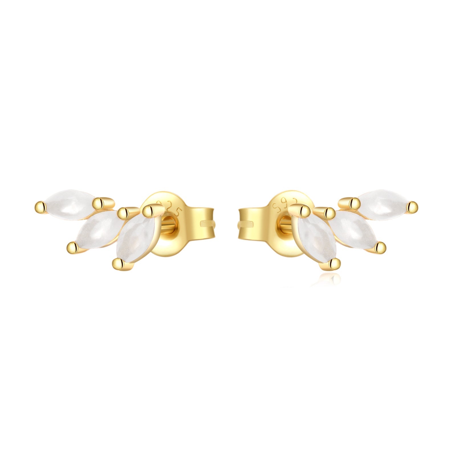 Yasmin Shine Studs - Gold - Milk White - 2