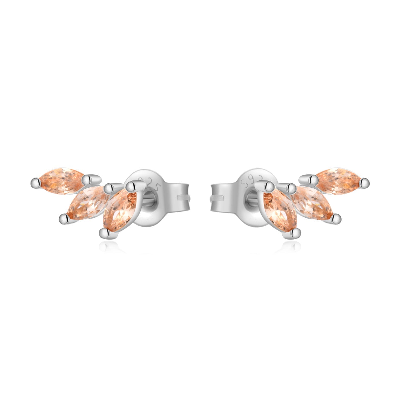 Yasmin Shine Studs - Platinum - Champagne - 5
