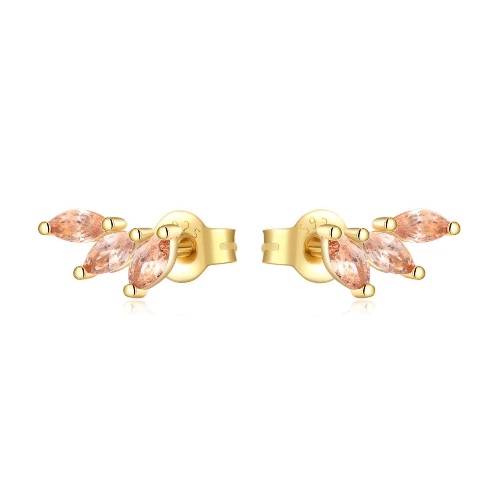 Yasmin Shine Studs - Gold - Champagne - 4