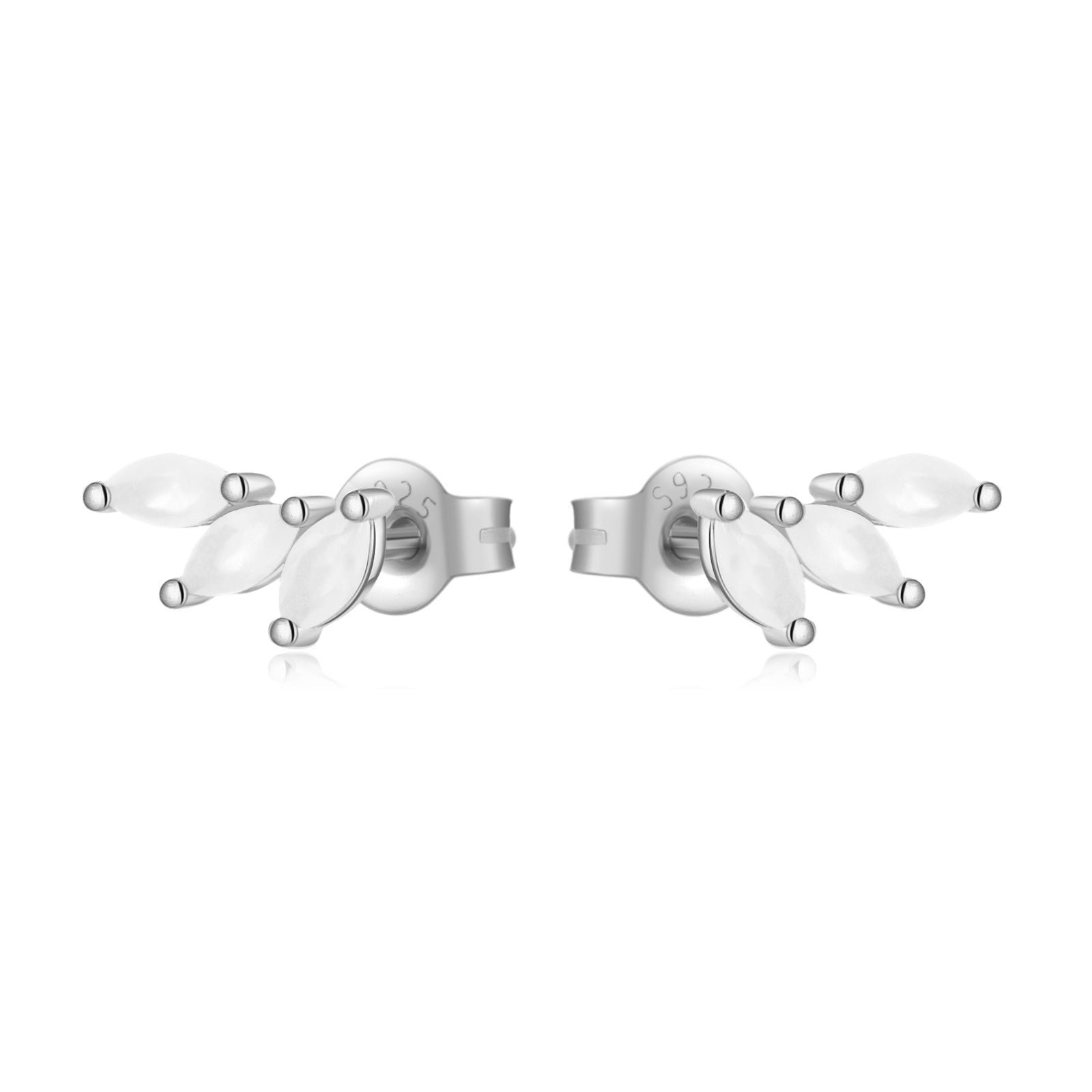 Yasmin Shine Studs - Platinum - Milk White - 3