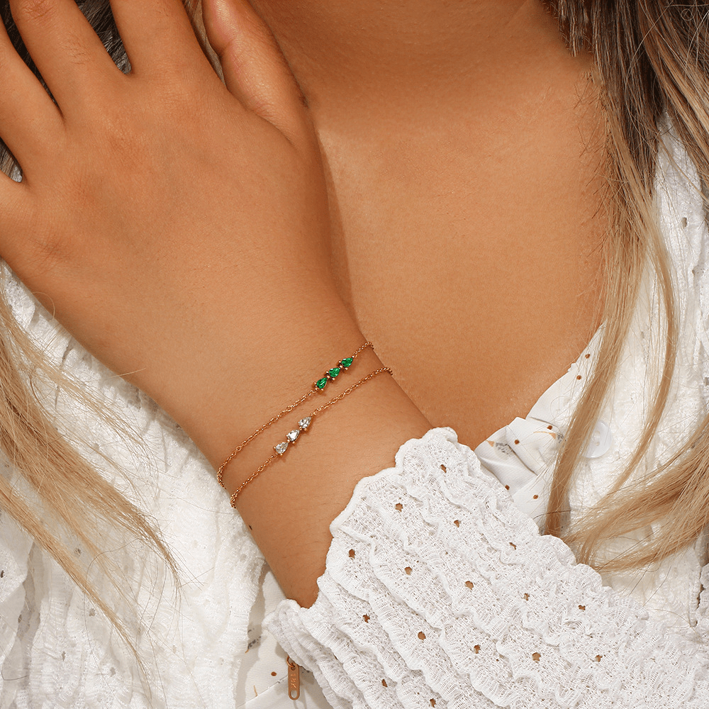 Zaina Crystal Bracelet - Green - 1