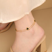 Zaria Clover Anklet - Anklet - Gold - White - 5