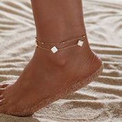 Zaria Clover Anklet - Anklet - Gold - White - 3