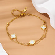 Zaria Clover Anklet - Anklet - Gold - White - 4