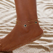 Zaria Clover Anklet - Anklet - Gold - Black - 1